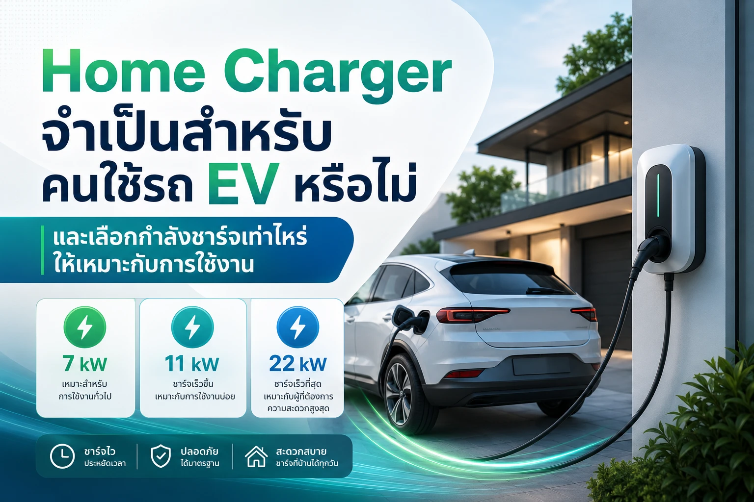 Home Charger จำเป็นสำหรับคนใช้รถ EV หรือไม่ และเลือกกำลังชาร์จเท่าไหร่ให้เหมาะกับการใช้งาน
